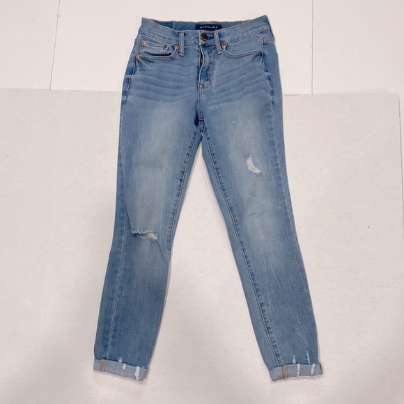 Aeropostale Jeans Women Blue Distressed Look FLEX EFFECTS High Waisted SIZE 00 - Picture 3 of 11